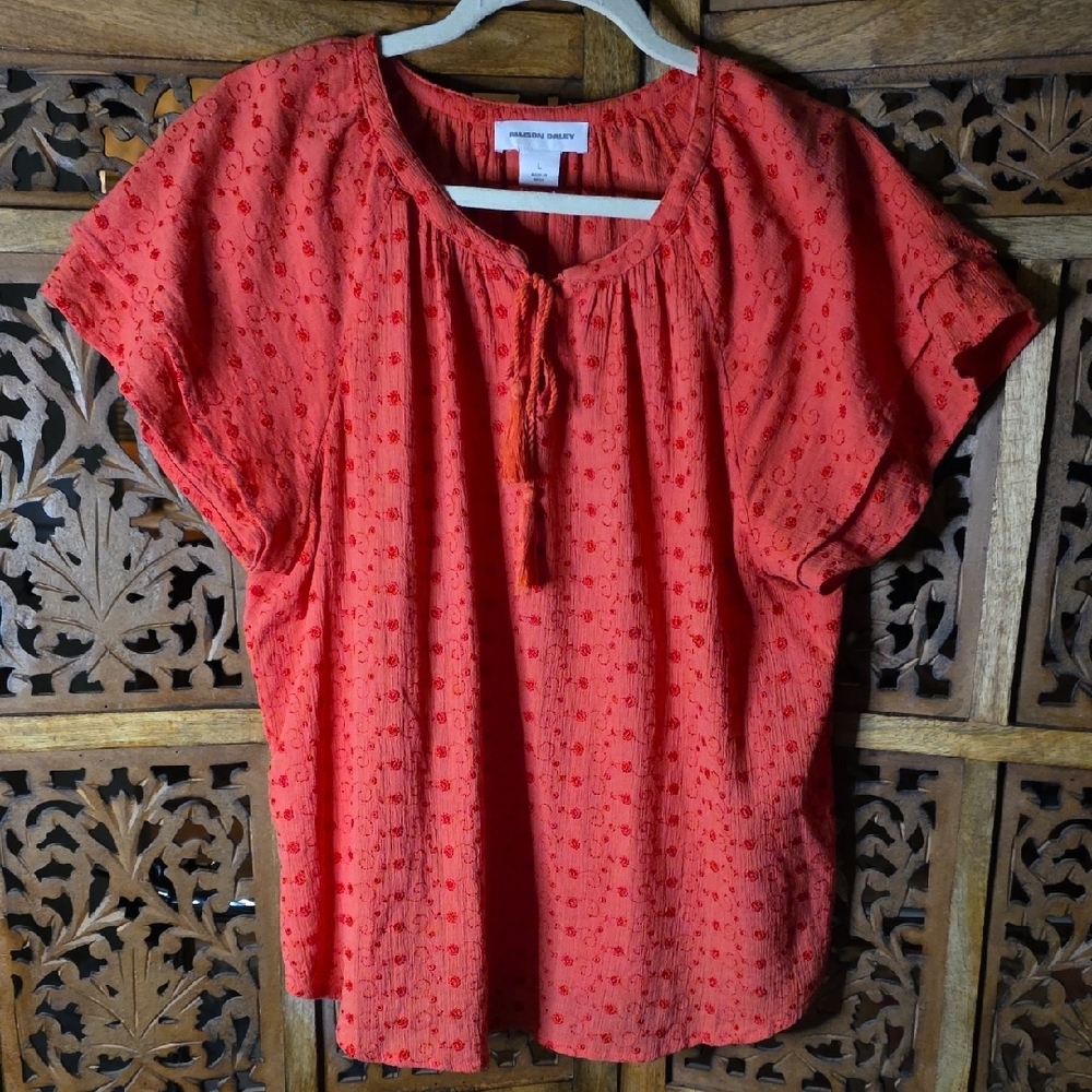 Allison Daley Red Textured Blouse